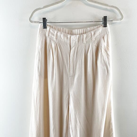 Z Supply High Rise Wide Leg Farrah Linen Blend Pants Trousers Cream Ivory Small - Picture 6 of 12